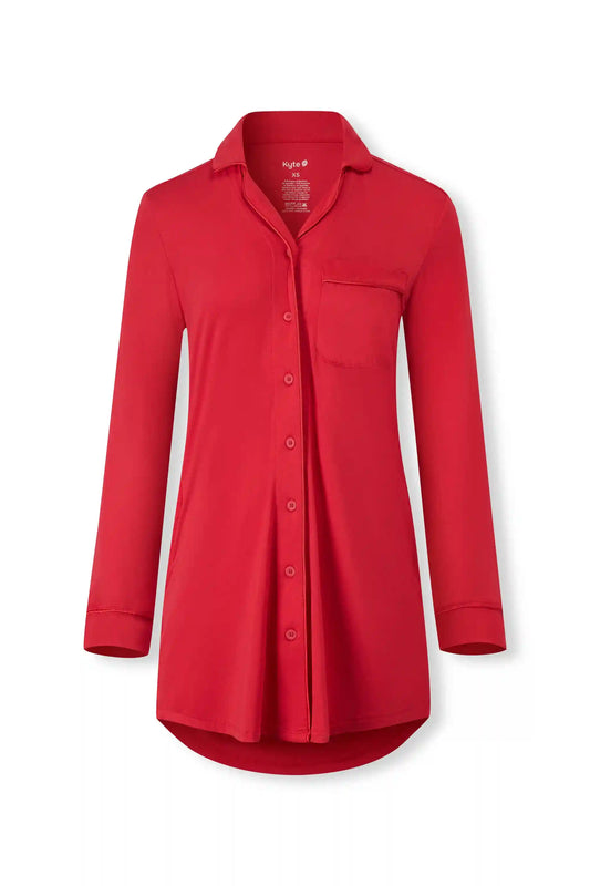 Long Sleeve Women’s Nightshirt in Cardinal
