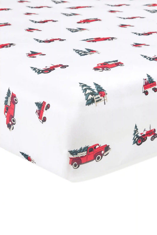 Crib Sheet in Holiday Tree Farm