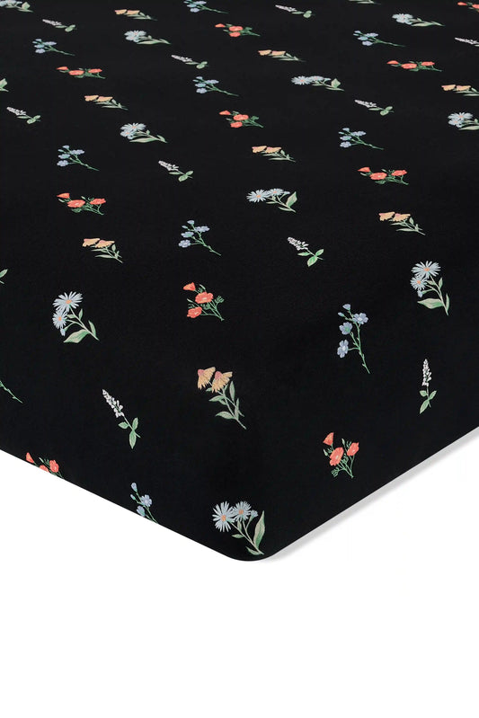Crib Sheet in Midnight Wildflower