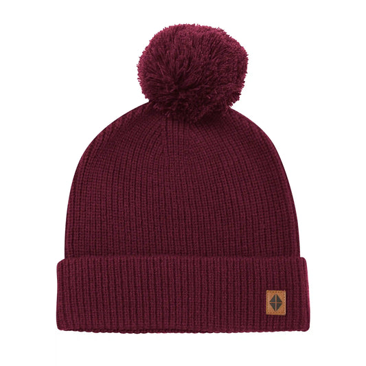 Chunky Knit Adult Pom Beanie in Burgundy
