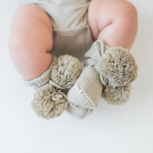 Knit Booties in Almond