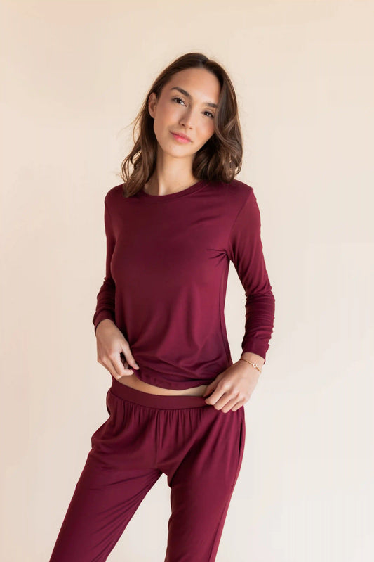 Women's Jogger Pajama Set in Burgundy