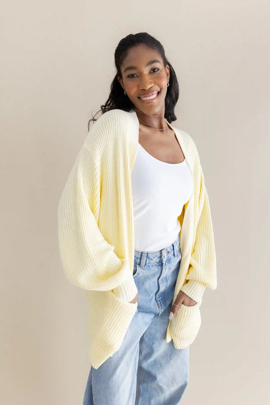 Chunky Knit Women's Oversized Cardigan in Chamomile