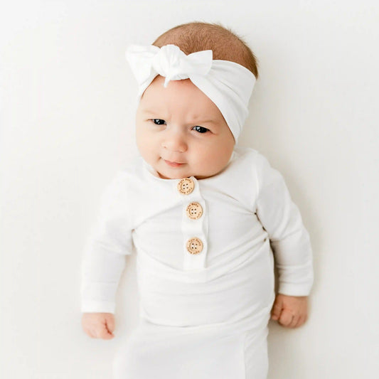 Knotted Bow Headband in Cloud
