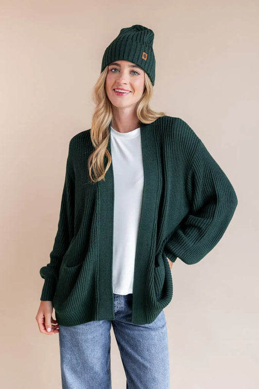 Chunky Knit Women's Oversized Cardigan In Cypress