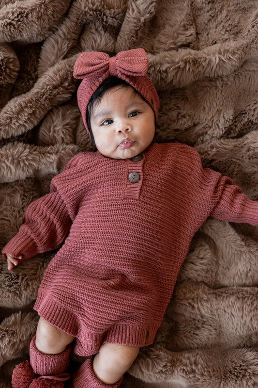 Chunky Knit Romper in Ember