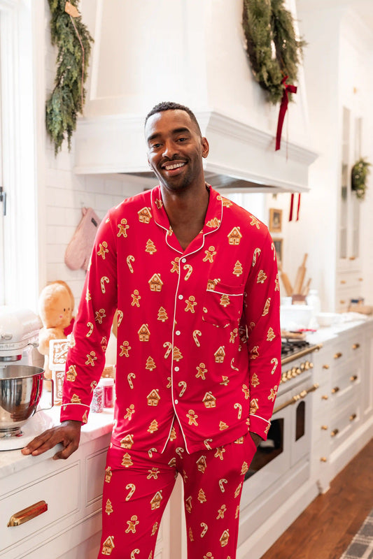 Men's Long Sleeve Pajama Set in Gingerbread