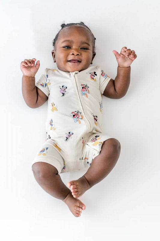 Zipper Shortall Romper in Mickey Mouse and Friends