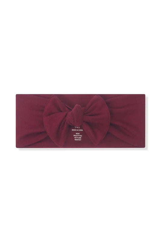 Knotted Bow Headband in Burgundy