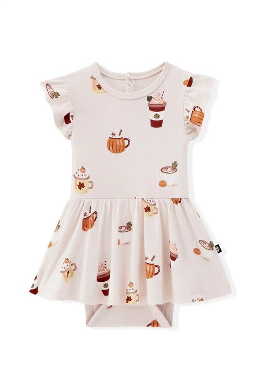 Twirl Bodysuit Dress in Pumpkin Spice Latte