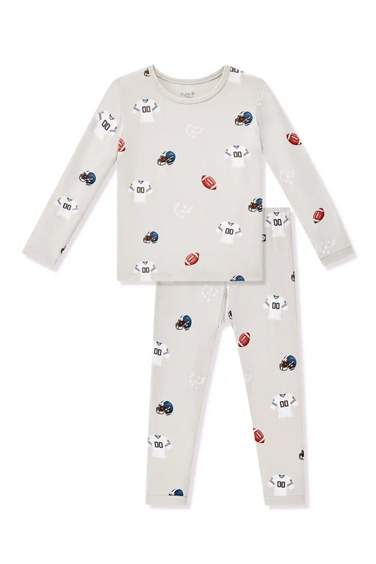 Long Sleeve Pajamas in Vintage Football