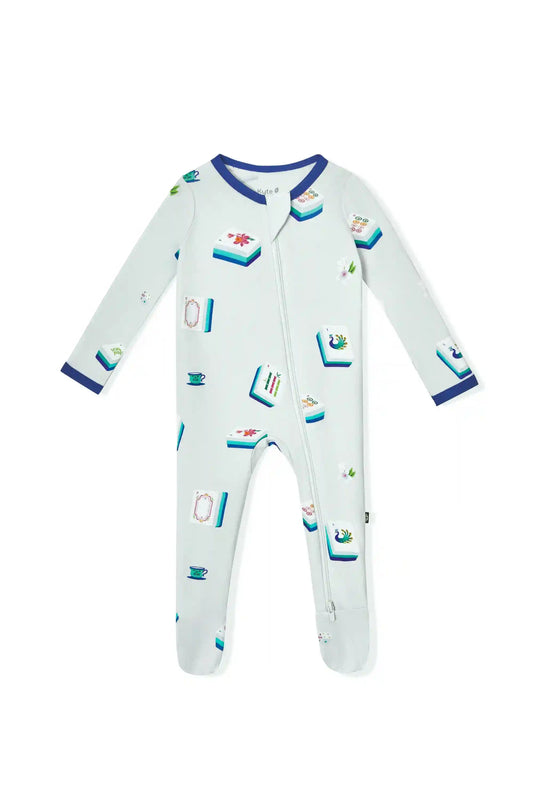 Zippered Footie in Dew Mahjong