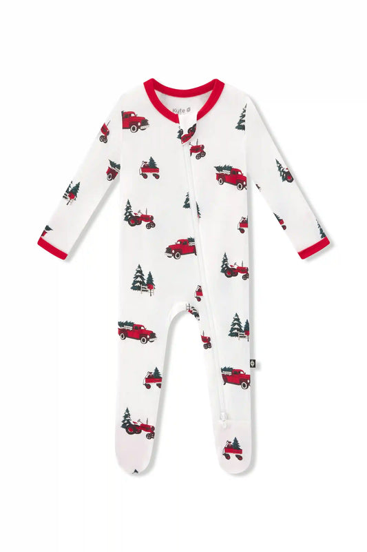 Zippered Footie in Holiday Tree Farm