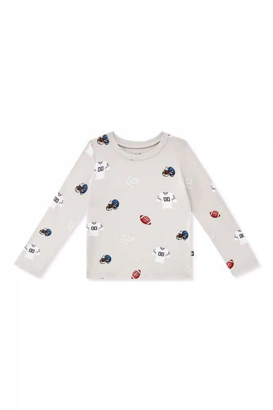 Long Sleeve Toddler Crew Neck Tee in Vintage Football