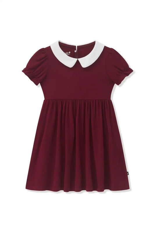 Peter Pan Collar Dress in Burgundy