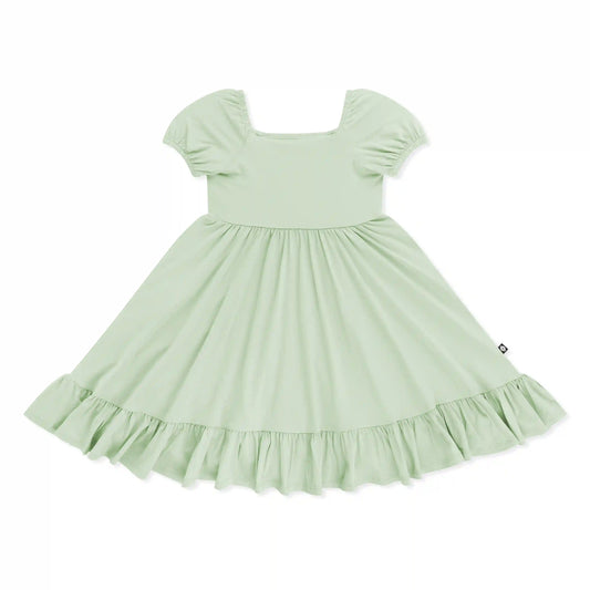 Puff Sleeve Twirl Dress in Basil
