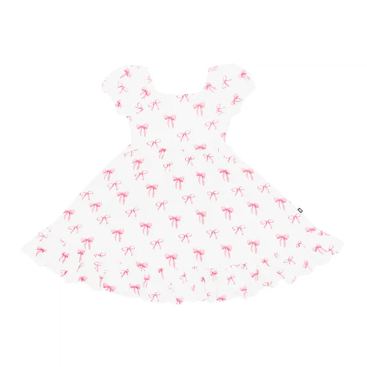 Puff Sleeve Twirl Dress in Bow