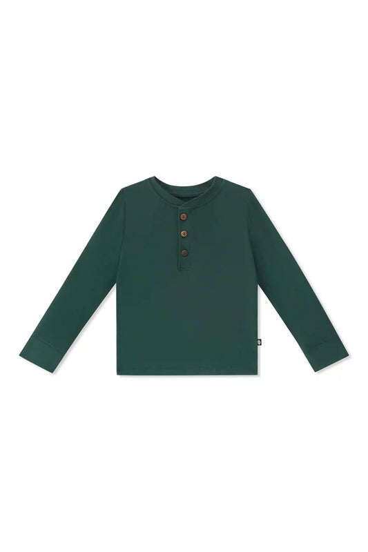 Long Sleeve Toddler Henley Tee in Cypress
