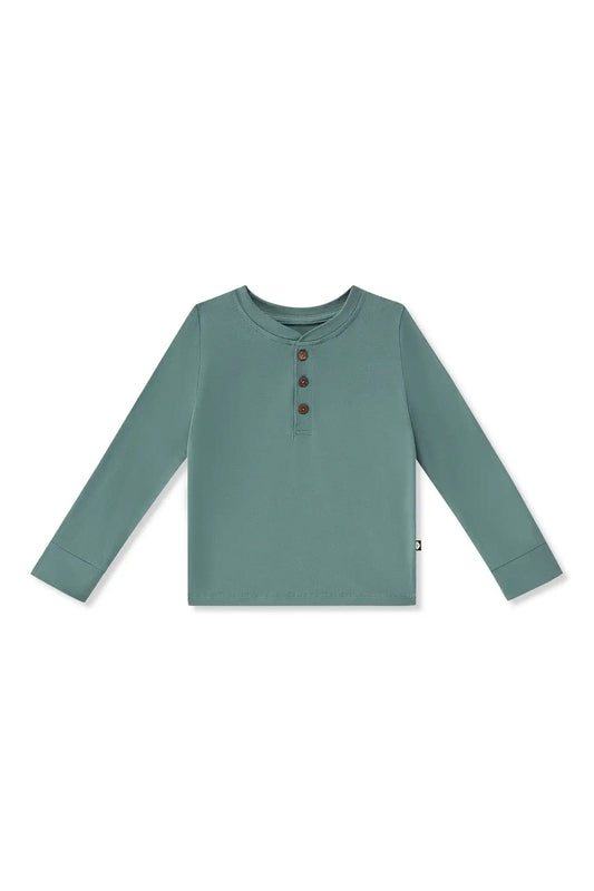 Long Sleeve Toddler Henley Tee in Pine