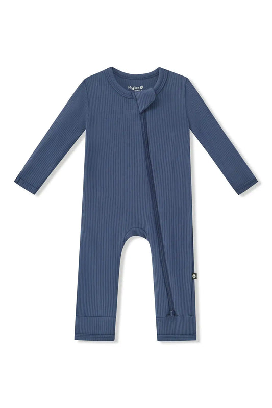 Ribbed Zipper Romper in Oxford