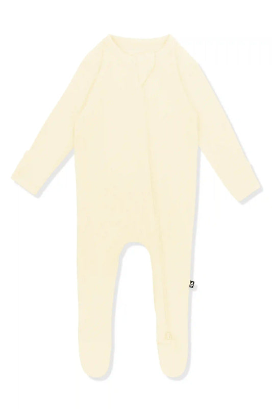 Ribbed Zipper Footie in Chamomile