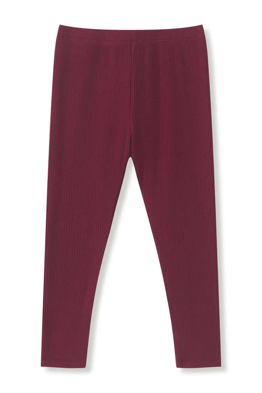Ribbed Leggings in Burgundy