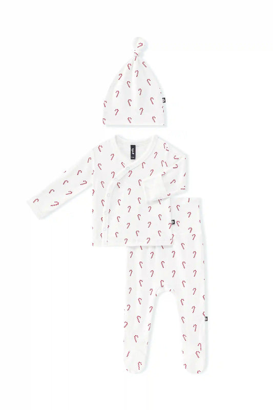 Pointelle Take Me Home Set with Cap in Candy Cane