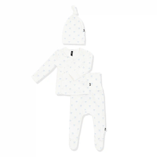 Pointelle Take Me Home Set with Cap in Sweet Blue Bow