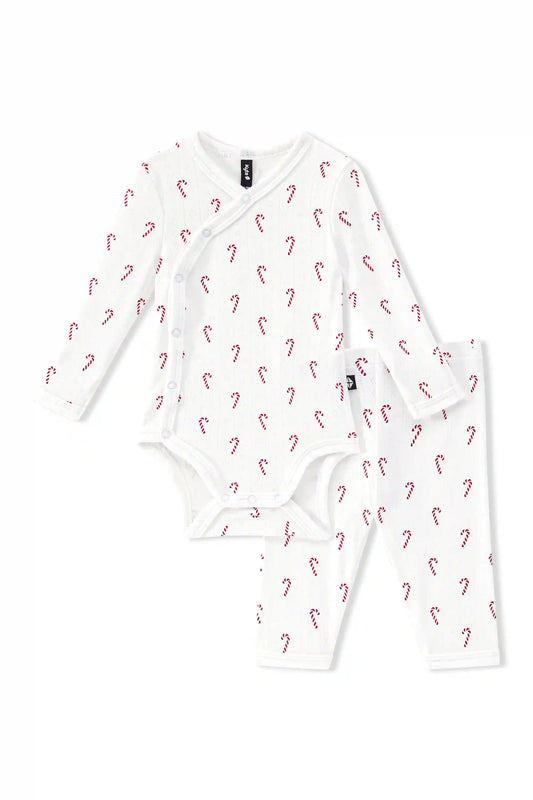 Pointelle Kimono Set in Candy Cane