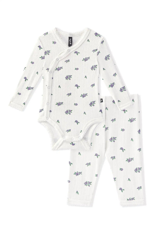 Pointelle Kimono Set in Spray Rose