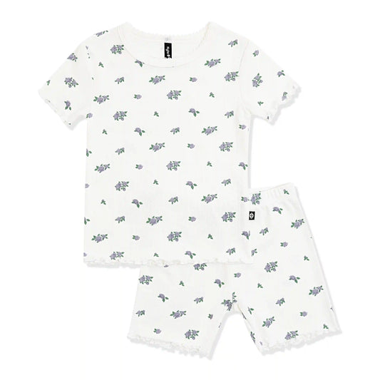 Pointelle Short Sleeve Set in Spray Rose
