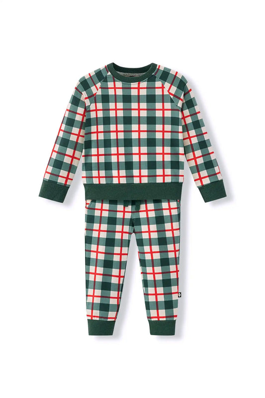 Long Sleeve Jogger Set in Holiday Plaid