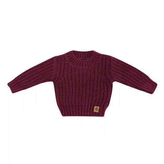 Chunky Knit Sweater in Burgundy