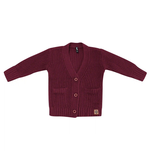 Chunky Knit Oversized Cardigan in Burgundy