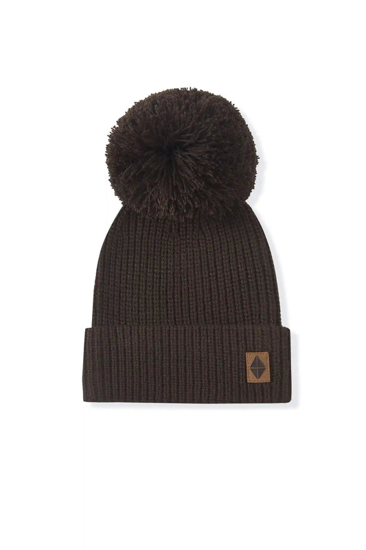 Chunky Knit Pom Beanie in Espresso