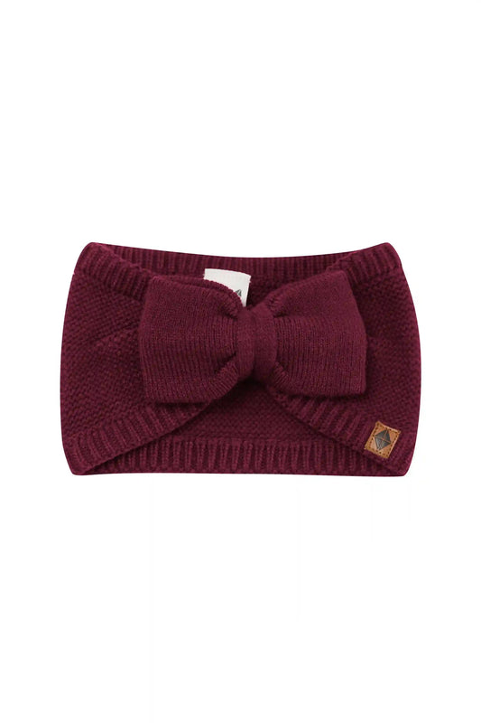 Chunky Knit Bow Headband in Burgundy