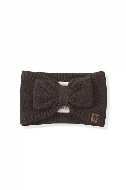 Chunky Knit Bow Headband in Espresso