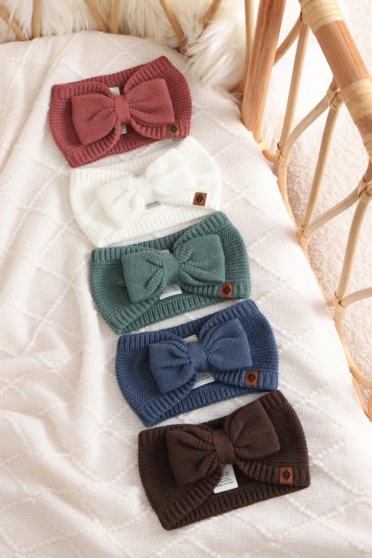 Chunky Knit Bow Headband in Cypress