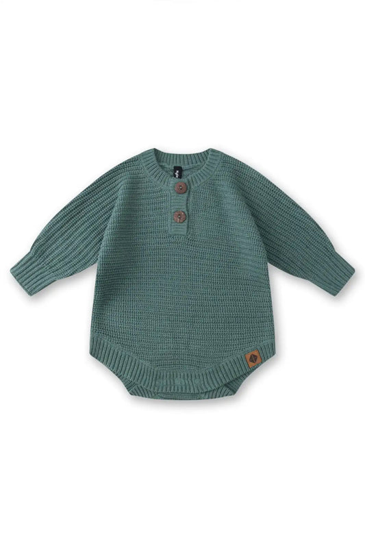 Chunky Knit Romper in Pine
