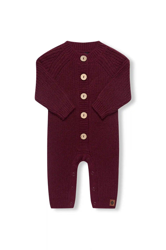 Chunky Knit Jumpsuit in Burgundy