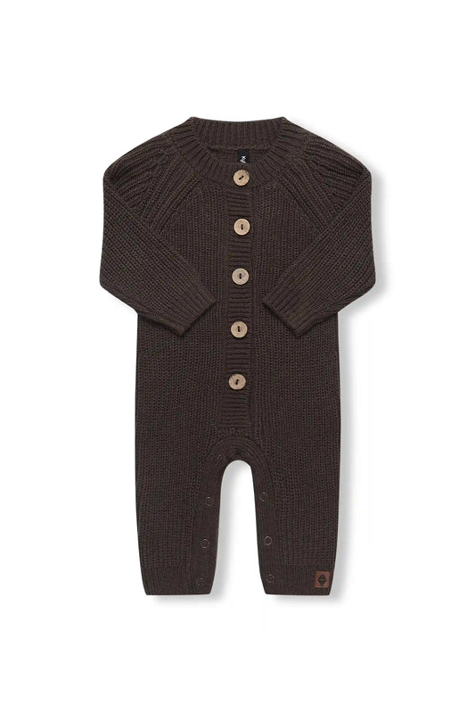 Chunky Knit Jumpsuit in Espresso
