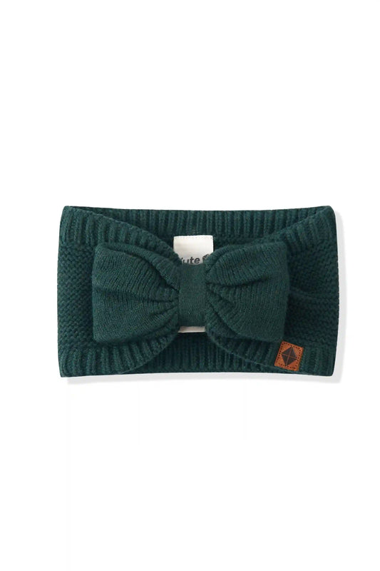 Chunky Knit Bow Headband in Cypress