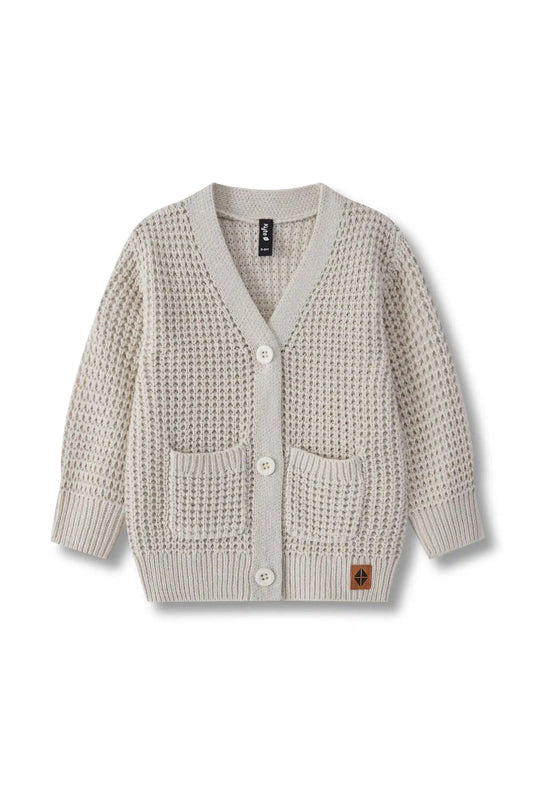 Chunky Knit Waffle Cardigan in Oat