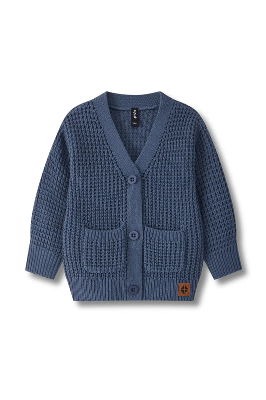 Chunky Knit Waffle Cardigan in Oxford