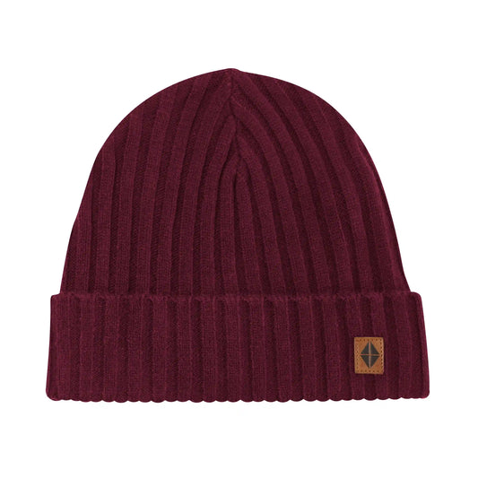 Chunky Knit Adult Ribbed Beanie in Burgundy