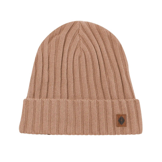 Chunky Knit Adult Ribbed Beanie in Latte