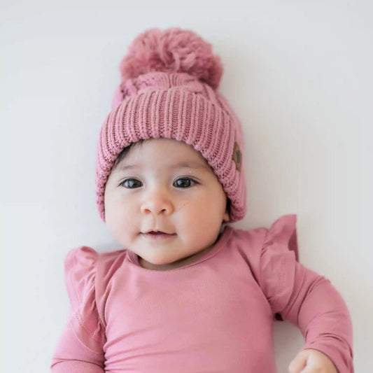 Chunky Cable Knit Beanie in Apple Blossom