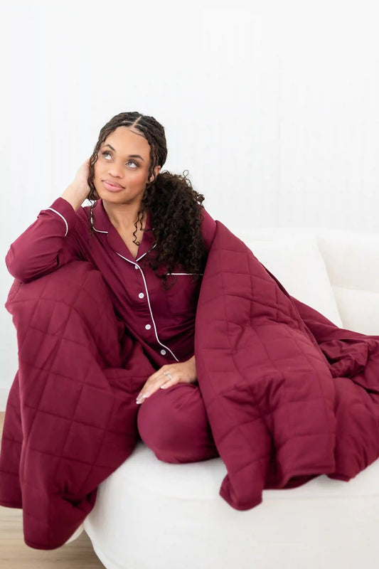 Adult Quilted Blanket in Burgundy 2.5