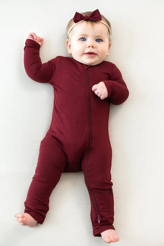 Zippered Romper in Burgundy