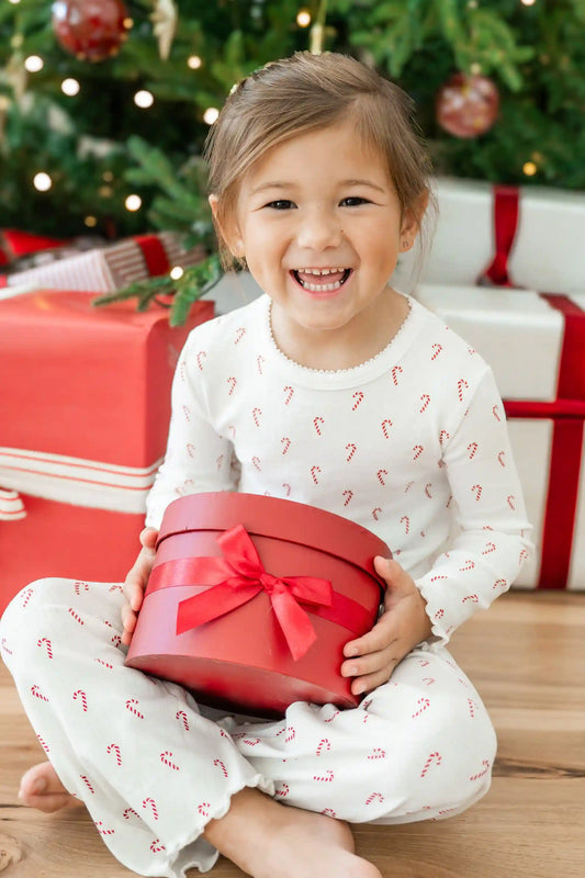 Pointelle Long Sleeve Set in Candy Cane